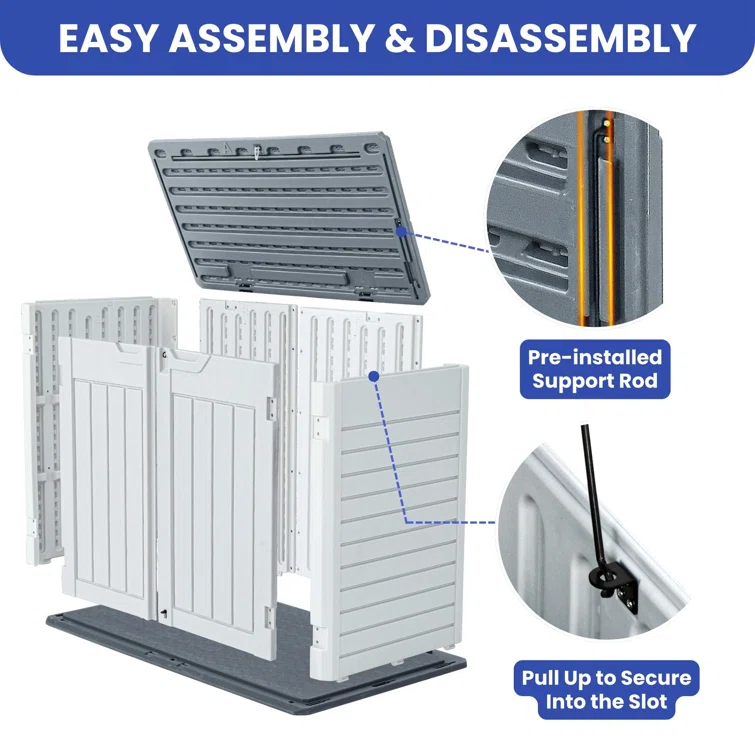 Outdoor Polyethylene Plastic Horizontal Storage Shed