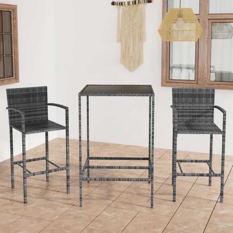 Patio Bar Set Bar Table and Stools Patio Furniture Set Poly Rattan