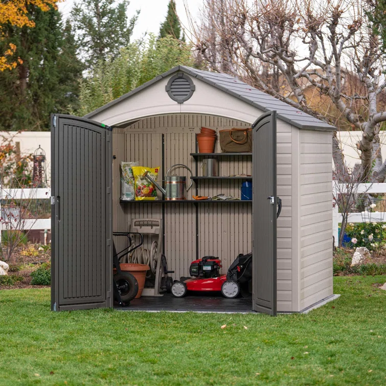 Lifetime 8 Ft. x 7.5 Ft. High-Density Polyethylene (Plastic) Outdoor Storage Shed with Steel-Reinforced Construction