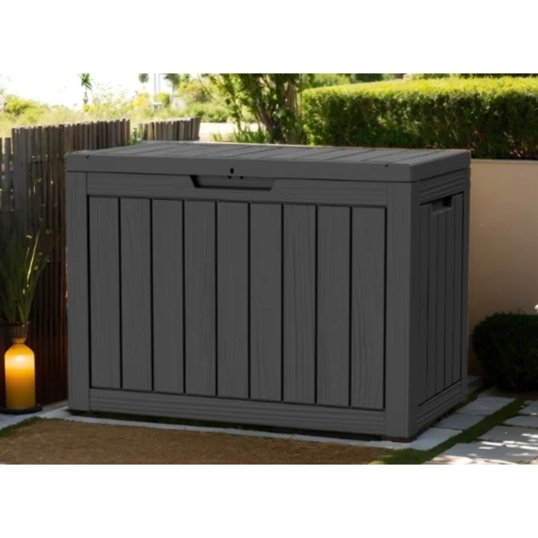 WORACO 17.13'' W 45 Gallons Water Resistant Resin Lockable Deck Box