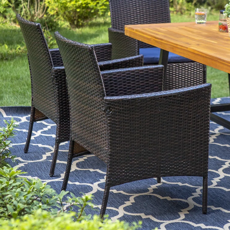 Alyah 7 Piece Bar Height Outdoor Patio Dining Set with Cushions