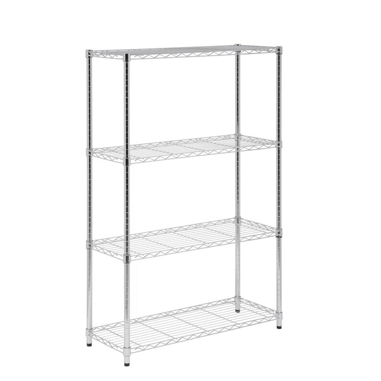 4-Tier Metal Height-Adjustable Shelving Unit (54" H x 36" W x 14" D)