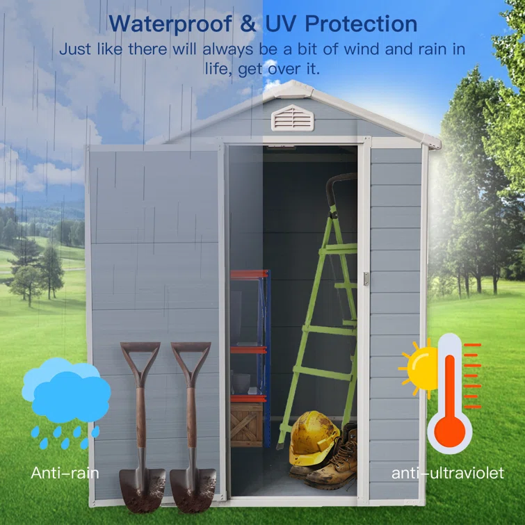 6 ft. W x 4 ft. D Plastic Tool Shed