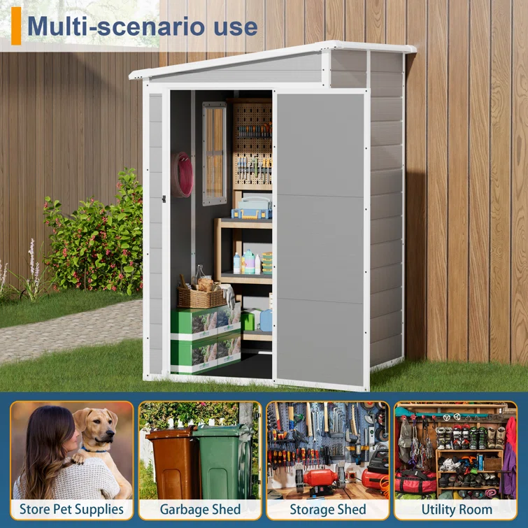 4 ft. W x 5 ft. D Plastic Lean-To Storage Shed