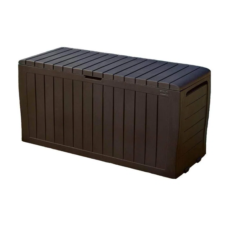 OTOTWER 46'' W 71 Gallons Water Resistant Resin Lockable Deck Box with Wheels