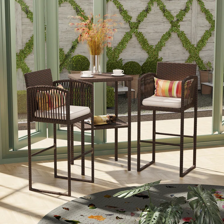 2 - Person Square Outdoor Dining Set with Cushions