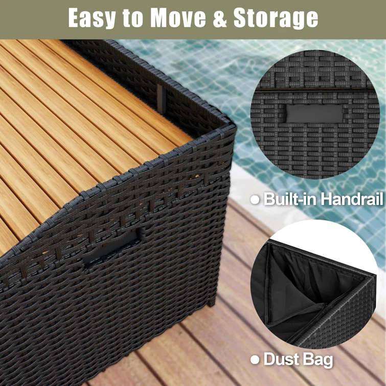 GUNJI 45.2'' W 65 Gallons Water Resistant Rattan Deck Box in Black