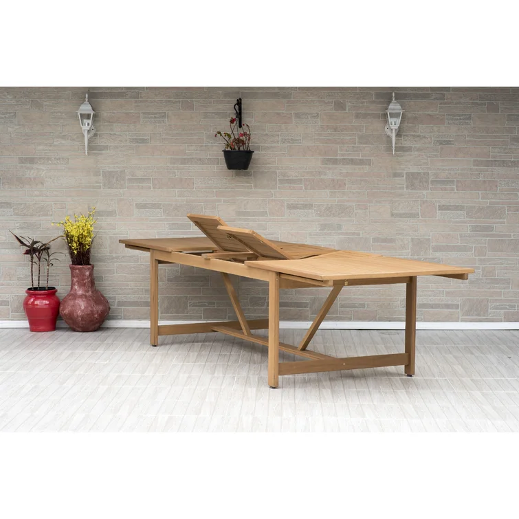 Tempo Rectangular 8 - Person Teak Finish Outdoor Furniture Dining Set