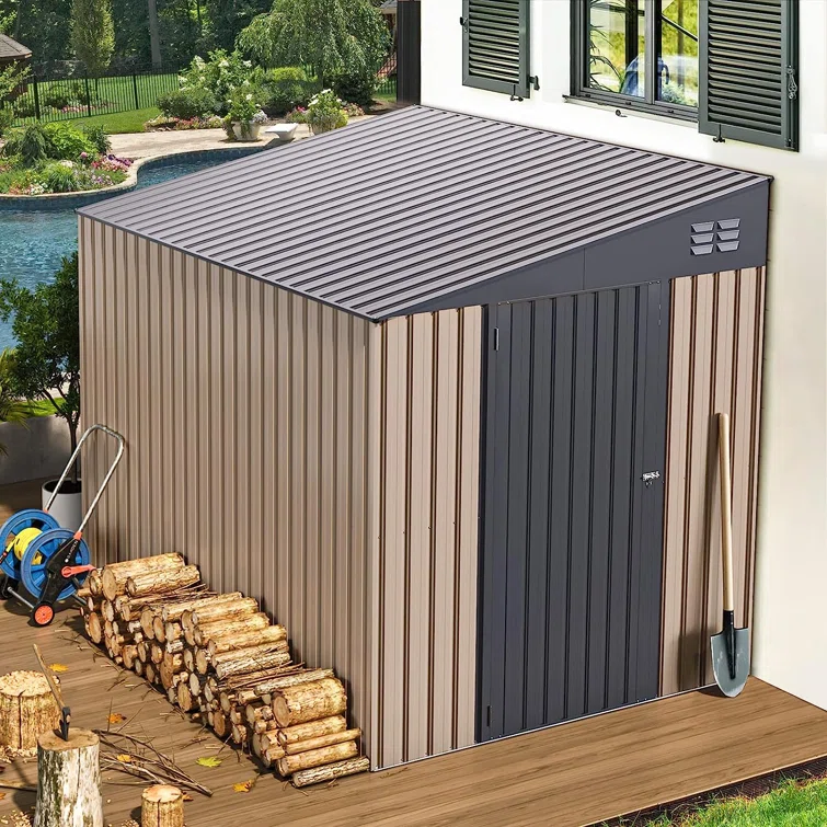 6 ft. W X 8 ft. D Metal Lean-To Storage Shed
