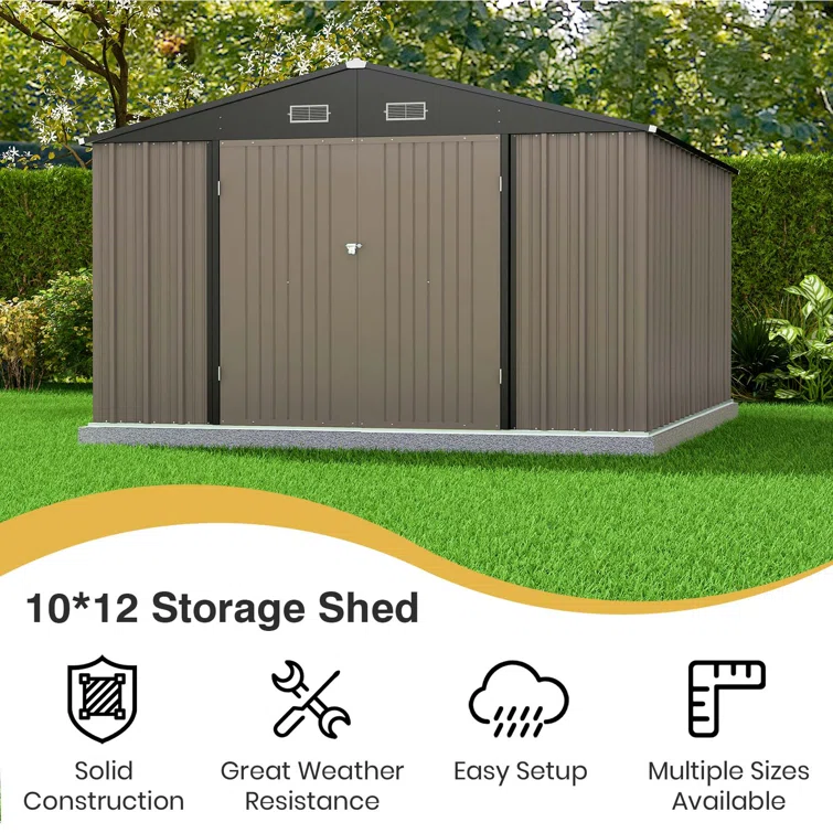 10 ft. W x 12 ft. D Outdoor Metal Storage Shed