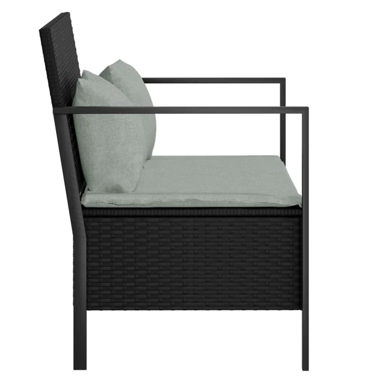 2-Seater Patio Bench with Cushions  Poly Rattan