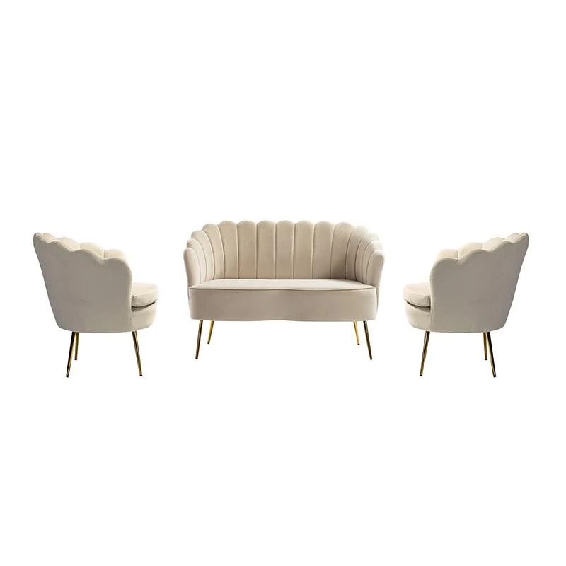 Ariel 3-Piece Scalloped Velvet Living Room Set