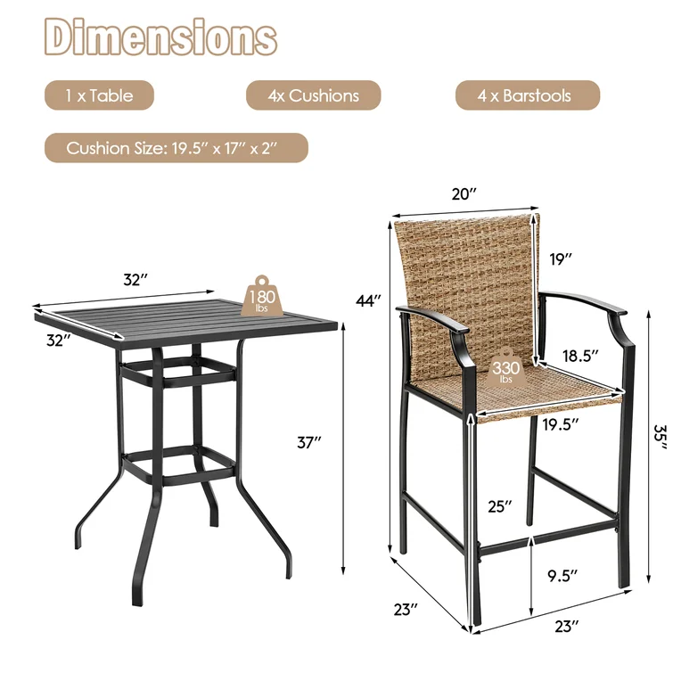 4 - Person Square Outdoor Dining Set with Cushions