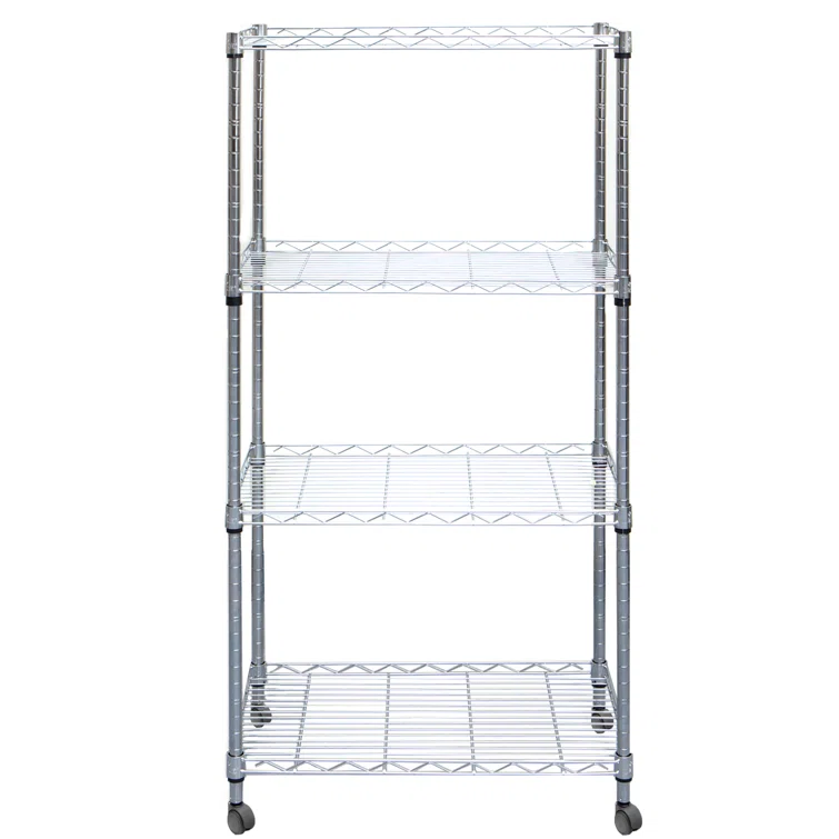 23.25'' W Metal Height -Adjustable Shelving Unit with Wheels