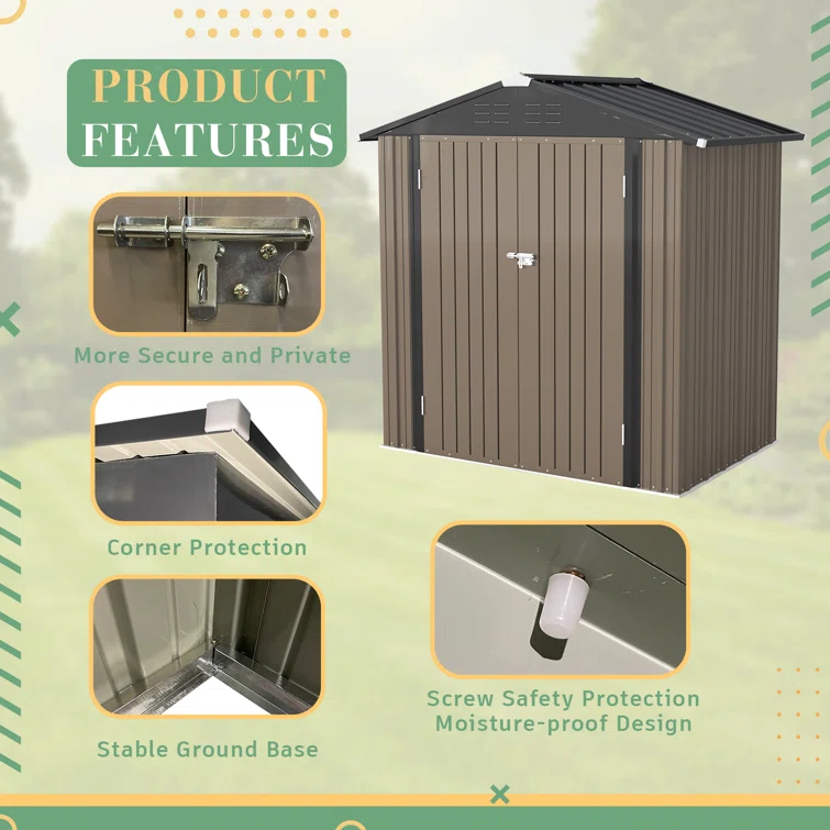 6 ft. W x 4 ft. D Steel Storage Shed