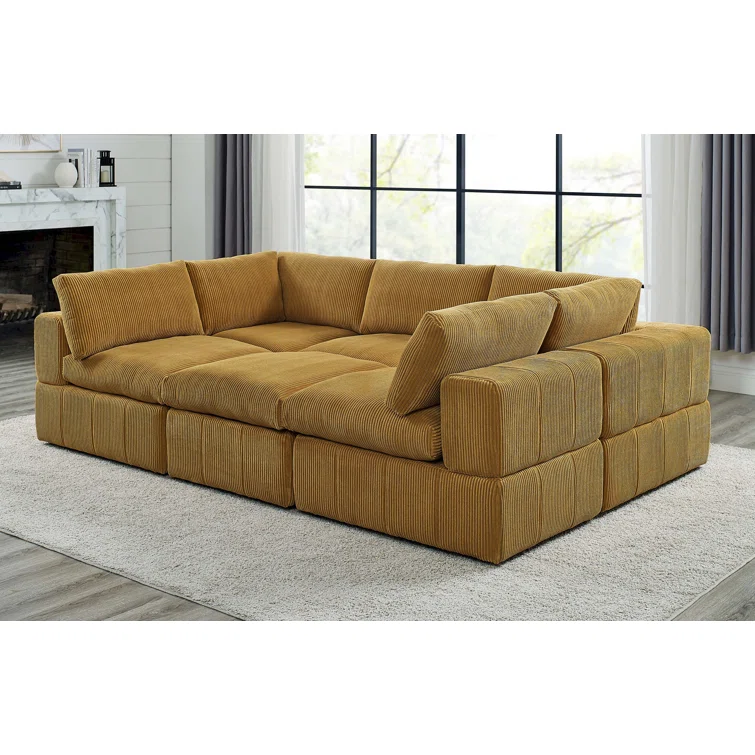 Arregui 6 - Piece Corduroy Sectional