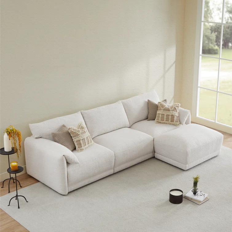 Bodhild 115.7'' Boucle 4 - Piece Modular Sectional with Ottoman