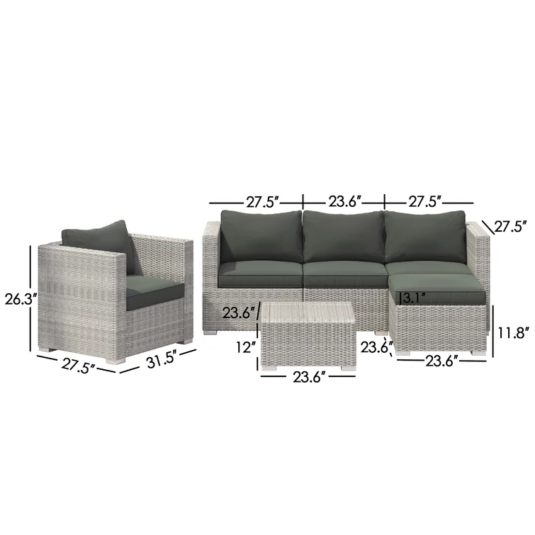 Kristiana 5 - Person Outdoor Seating Group with Cushions