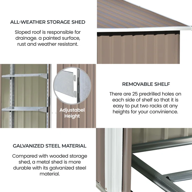 6 ft. W x 4 ft. D Stainless Steel Horizontal Garage Shed