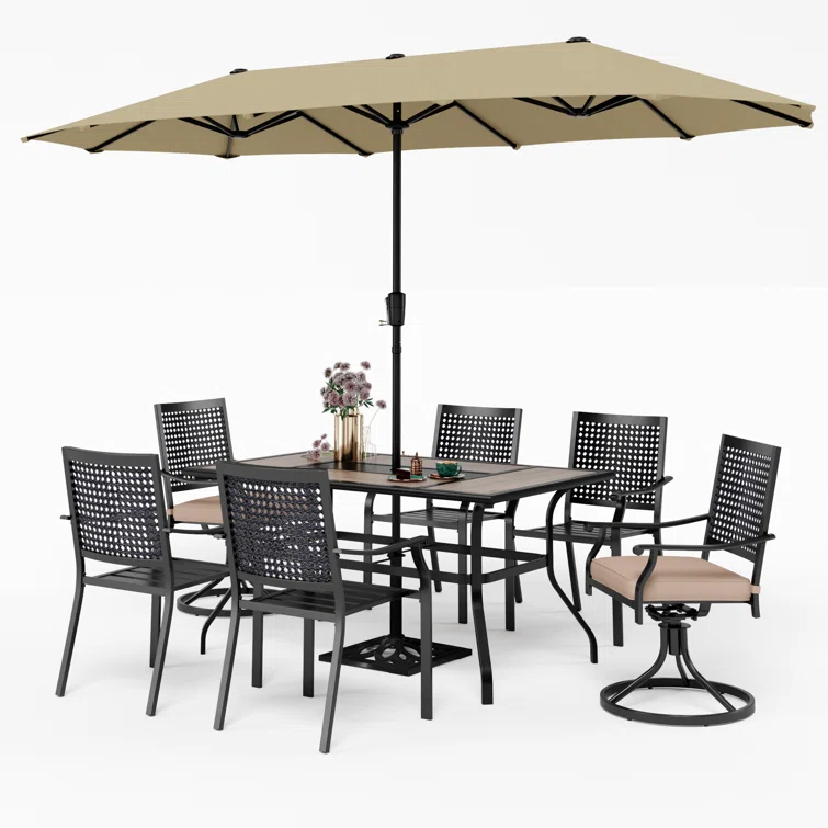 Alyah 6 - Person Rectangular Outdoor Dining Set with Cushions