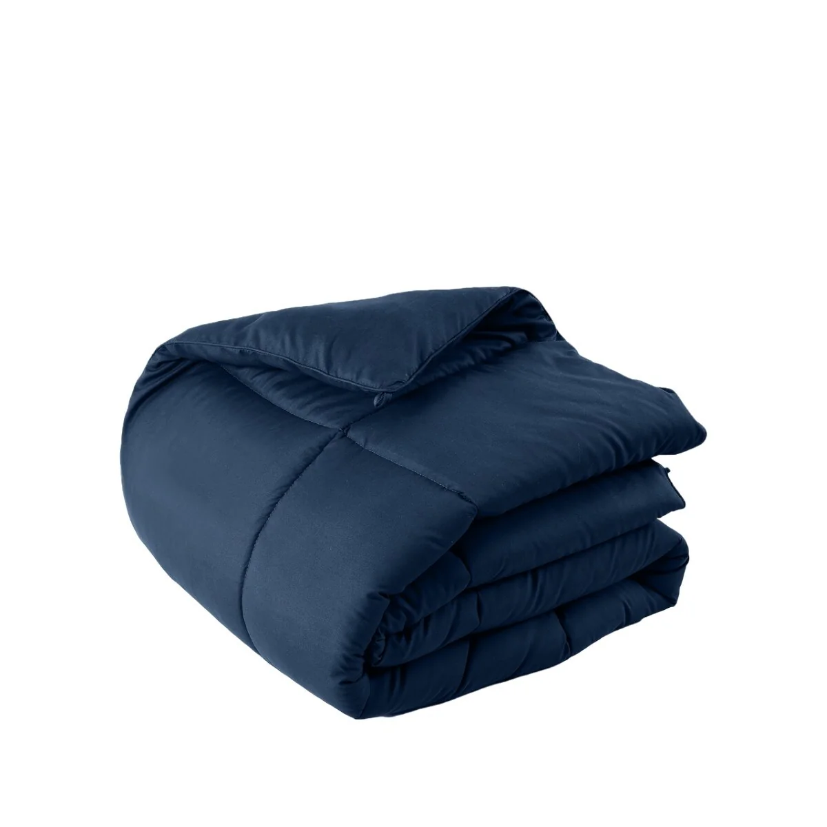 Navy Blue King Box Stitch Microfiber Down Alternative Comforter