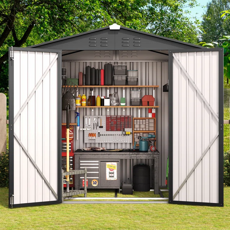 Outdoor 6 ft. W x 4 ft. D Galvanized Steel Storage Shed