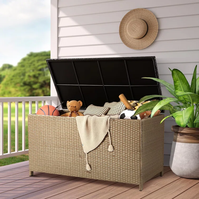 EFURDEN 47'' W 100 Gallons Water Resistant Wicker Deck Box