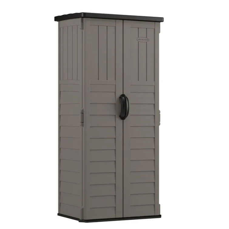 Suncast Outdoor Vanilla 32.25 in. W x 24.75 in. D x 72 in. H Resin Vertical Tool Shed
