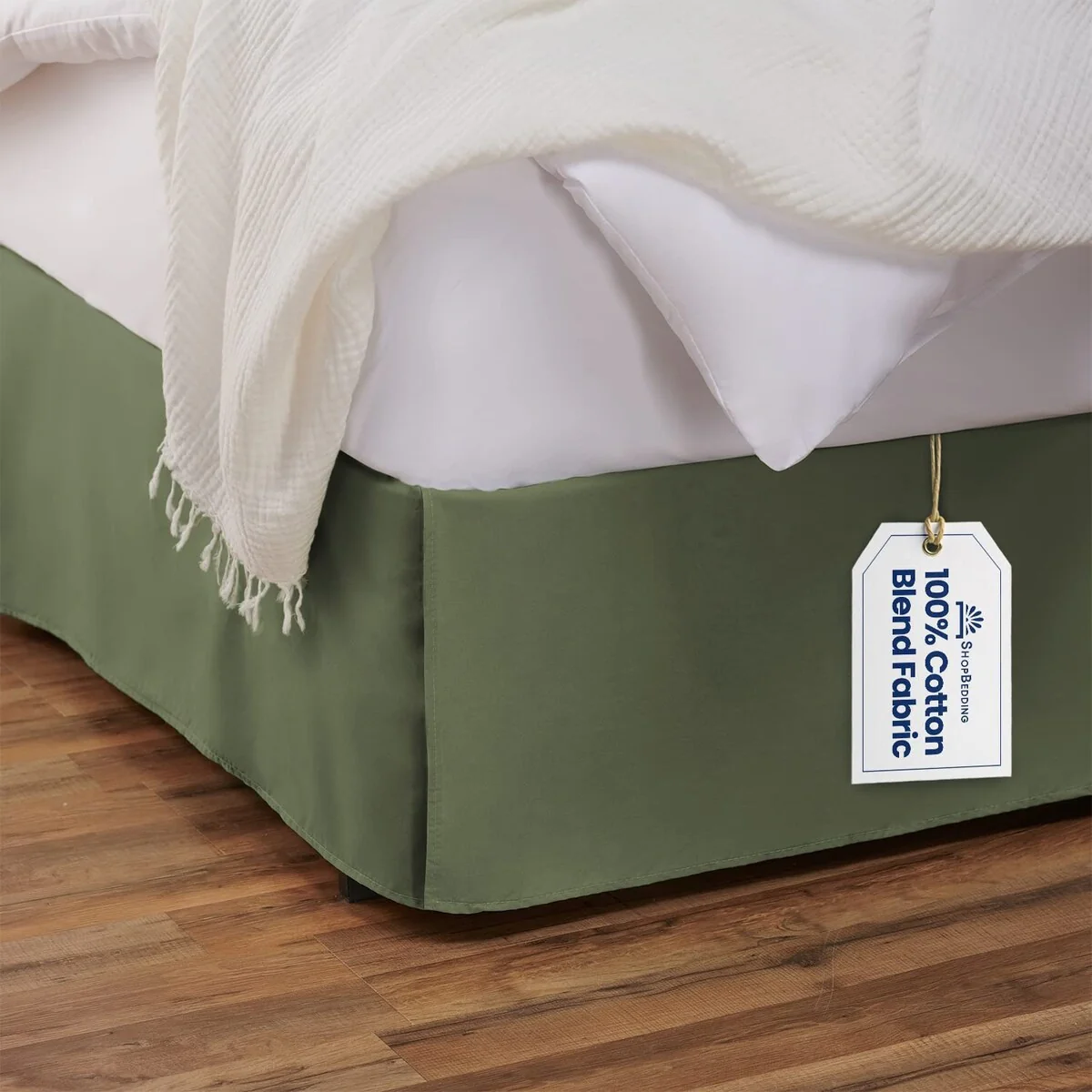 Tailored Bedskirt With Split Corner, Cotton Blend Bed Skirt with Platform