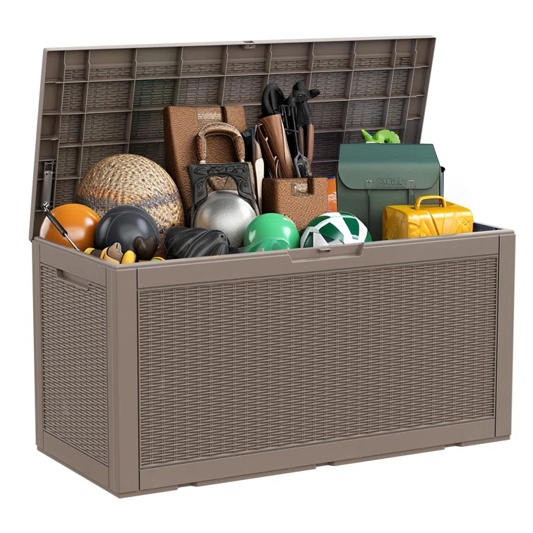 LeHom 47.9'' W 100 Gallons Water Resistant Resin Lockable Deck Box