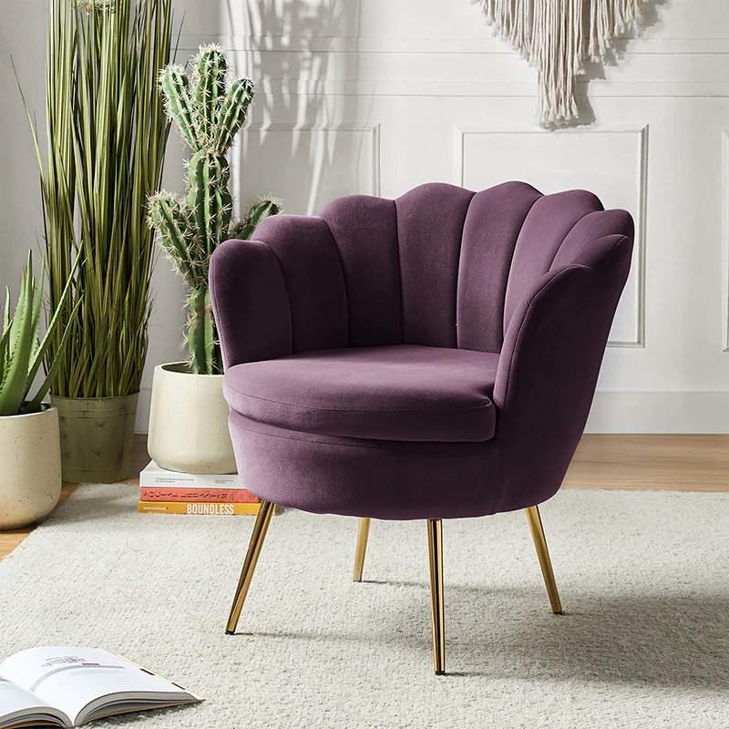 Evelia Velvet Scalloped Barrel Chair