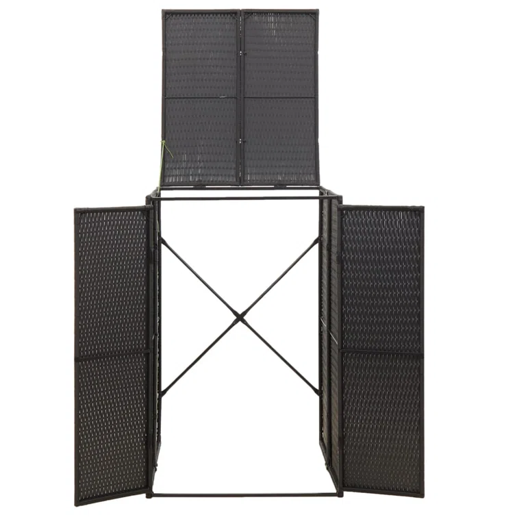 vidaXL Bin Store Outdoor Trash Can Storage Single Wheelie Bin Shed Poly Rattan