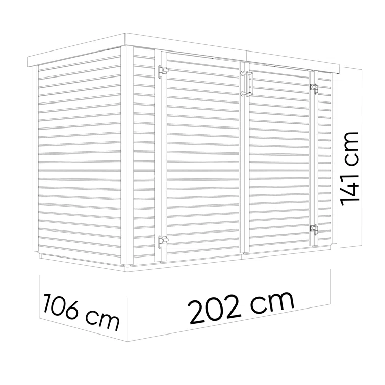 Bertilo 6 ft. 7 in. W x 3 ft. 5 in. D Solid Wood Horizontal Bike Shed
