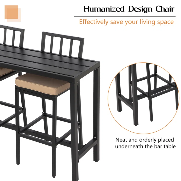 2 - Person Rectangular Outdoor Dining Set with Cushions