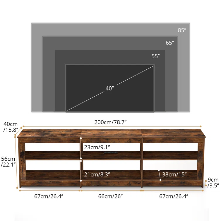 Benjie 78.7'' W Media Console with Outlets for TV up to 85