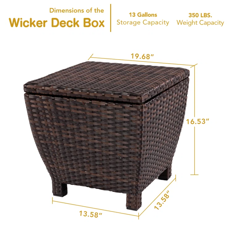 Sundale Outdoor 19.68'' W 13 Gallons Deck Box