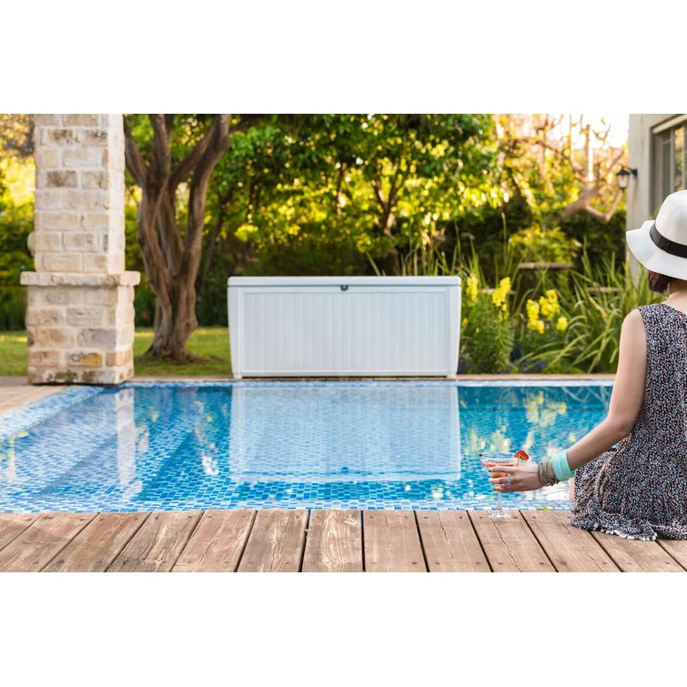 Keter Sumatra 135 Gallon Large Durable Resin Outdoor Storage and Organization Deck Box Ideal For Garden Patio Furniture and Supplies
