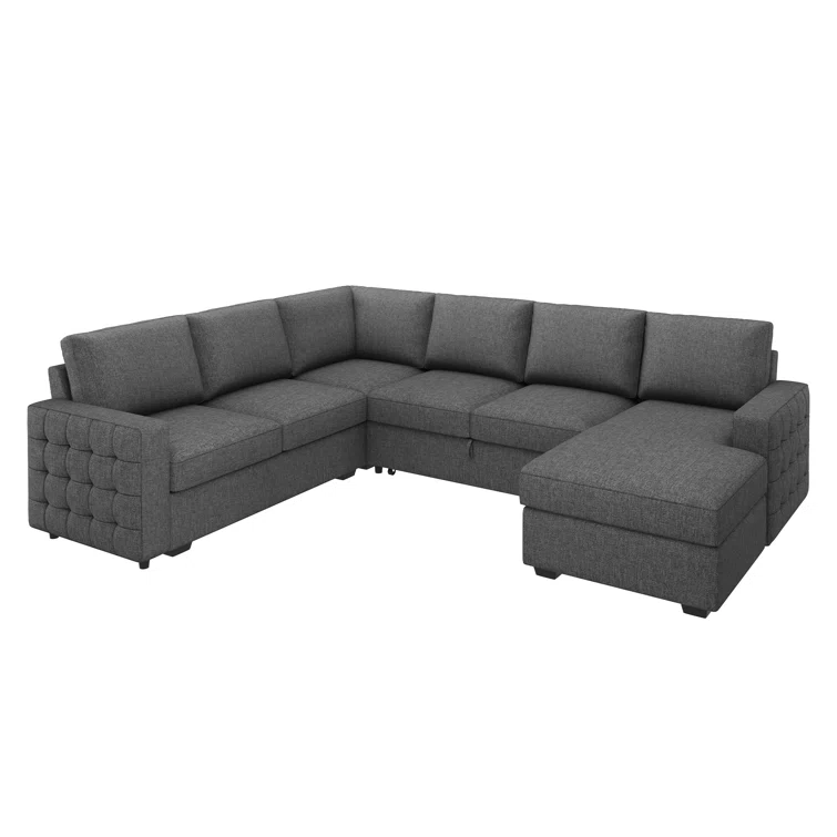U-Shaped Sectional Sofa Bed Pull Out Sleeper Couch With Storage Chaise