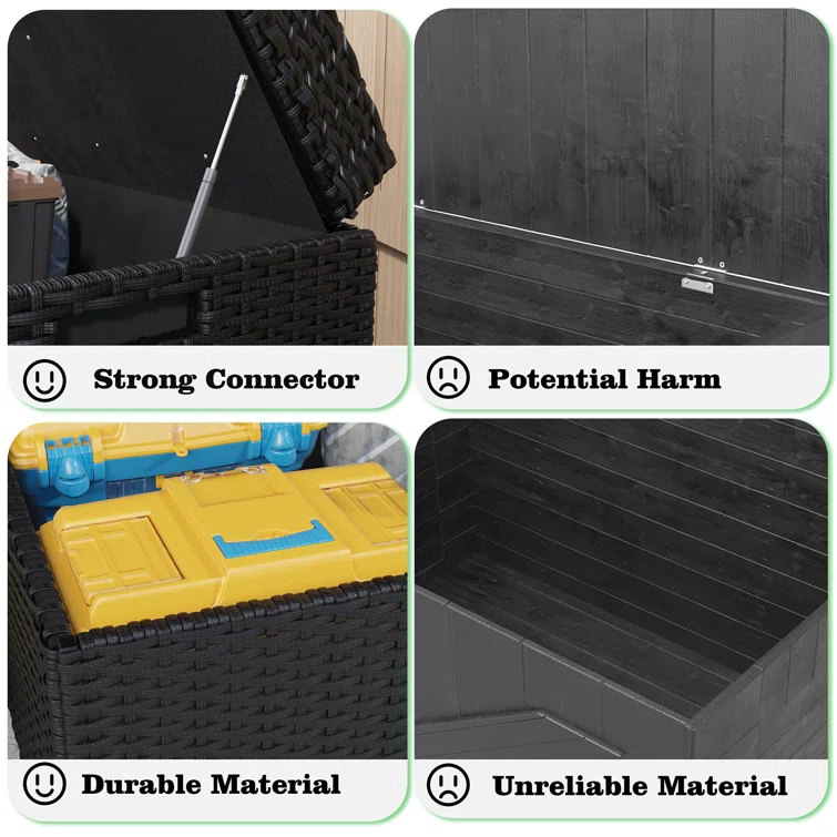 Furmax resin/solid wood and artificial wood outdoor storage benches