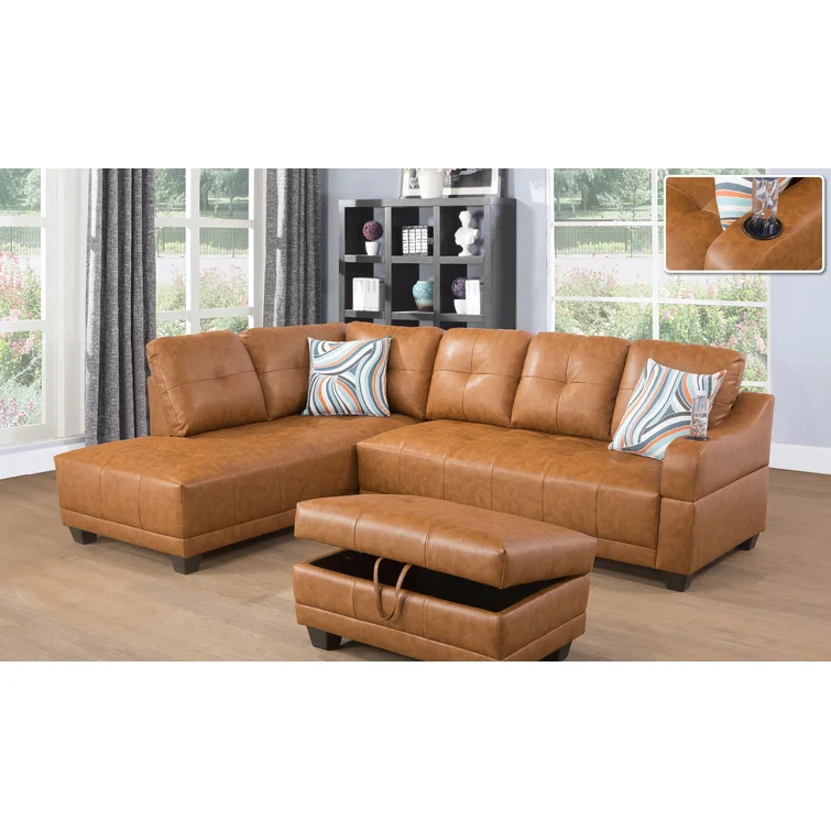 Gioia 3 - Piece Faux Leather Sectional