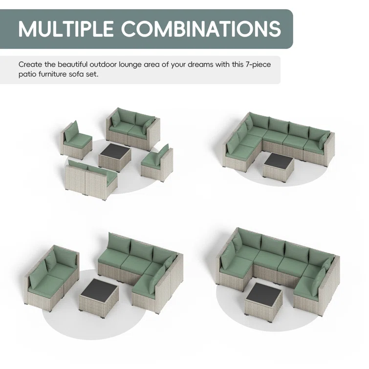 7 Pieces Patio Conversation Set