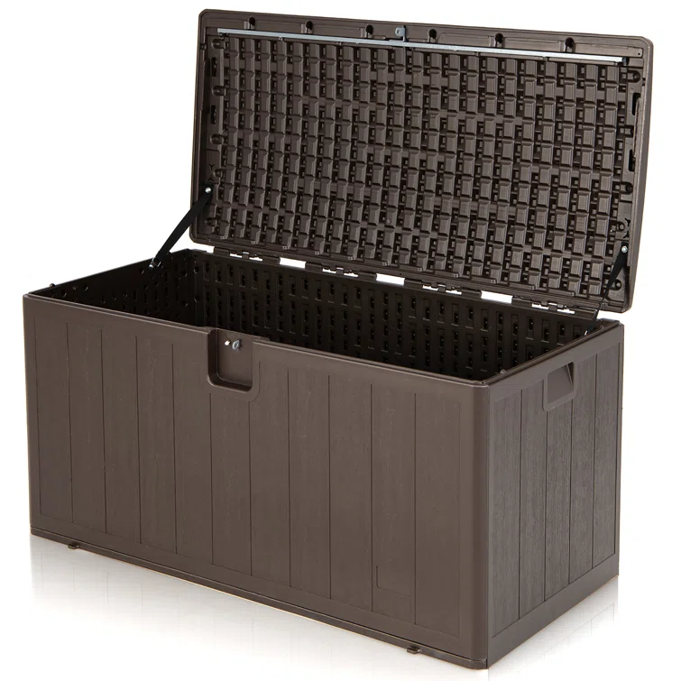 Costway 50.5'' W 105 Gallons Water Resistant Resin Lockable Deck Box in Brown