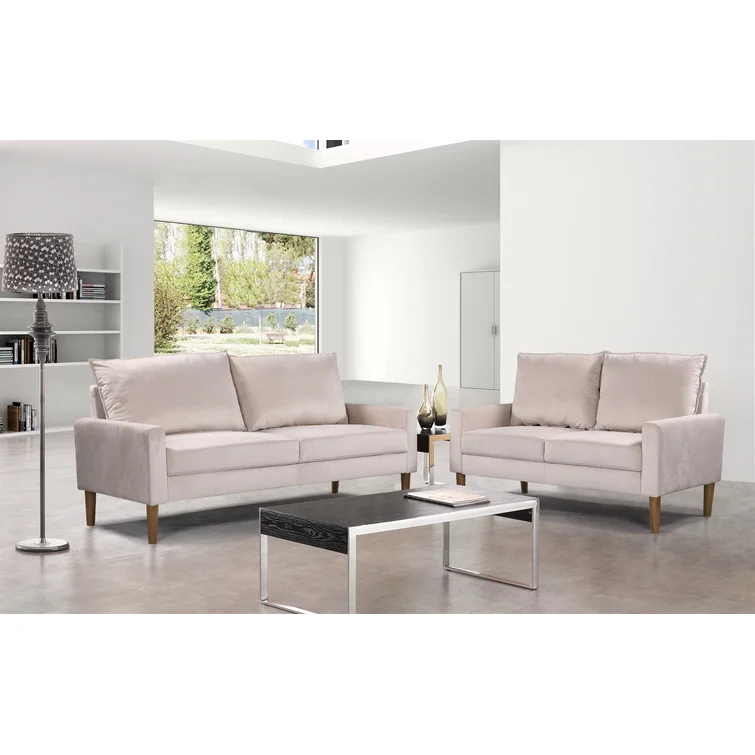 Ediline Velvet Square Arm Sofa