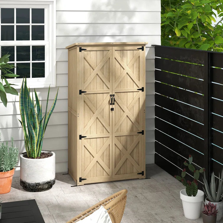 Outdoor 3 ft. W x 2 ft. D Wood Vertical Tool Shed