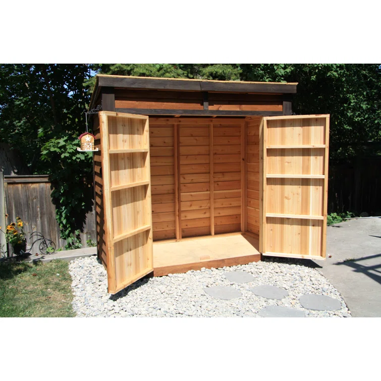 8 ft. W x 4 ft. D Double Door Cedar Wood Storage Shed