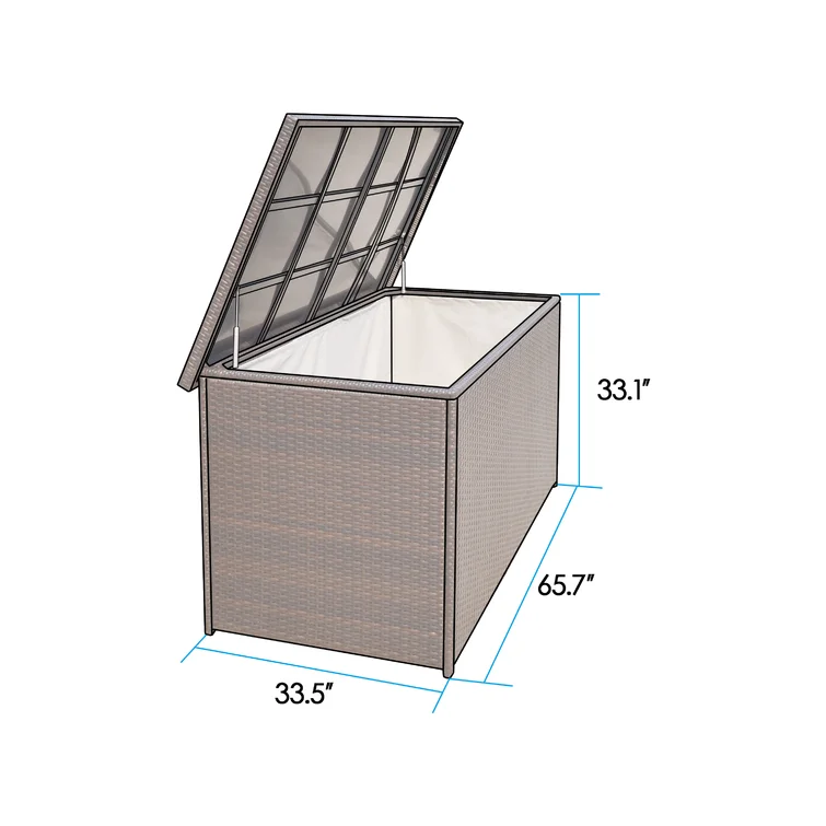Azie Ladbrooke 196 Gallon Water Resistant Wicker / Rattan Outdoor Deck Box with Inner Aluminum Frame