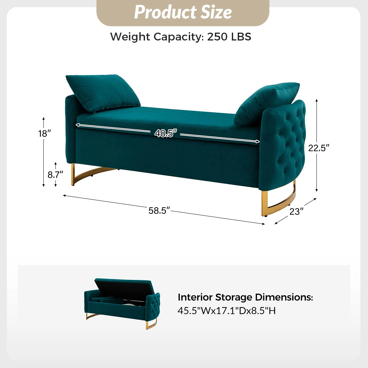 Angelo Upholstered Flip Top Storage Bench