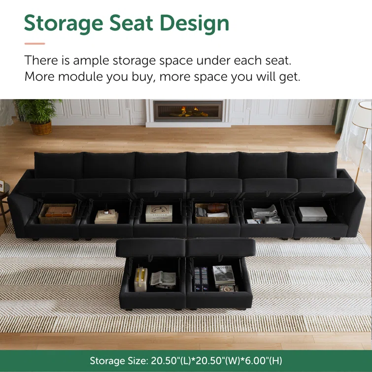 Tremee U Shaped Modular Velvet Sectional Couch