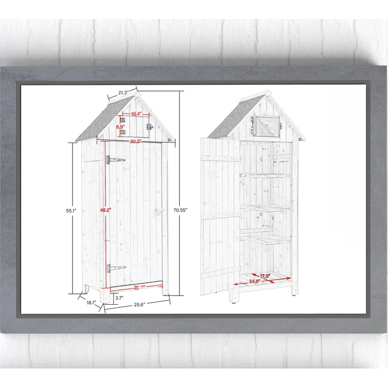 Outdoor 2 ft. x 1.5 ft Solid Wood Vertical Tool Shed