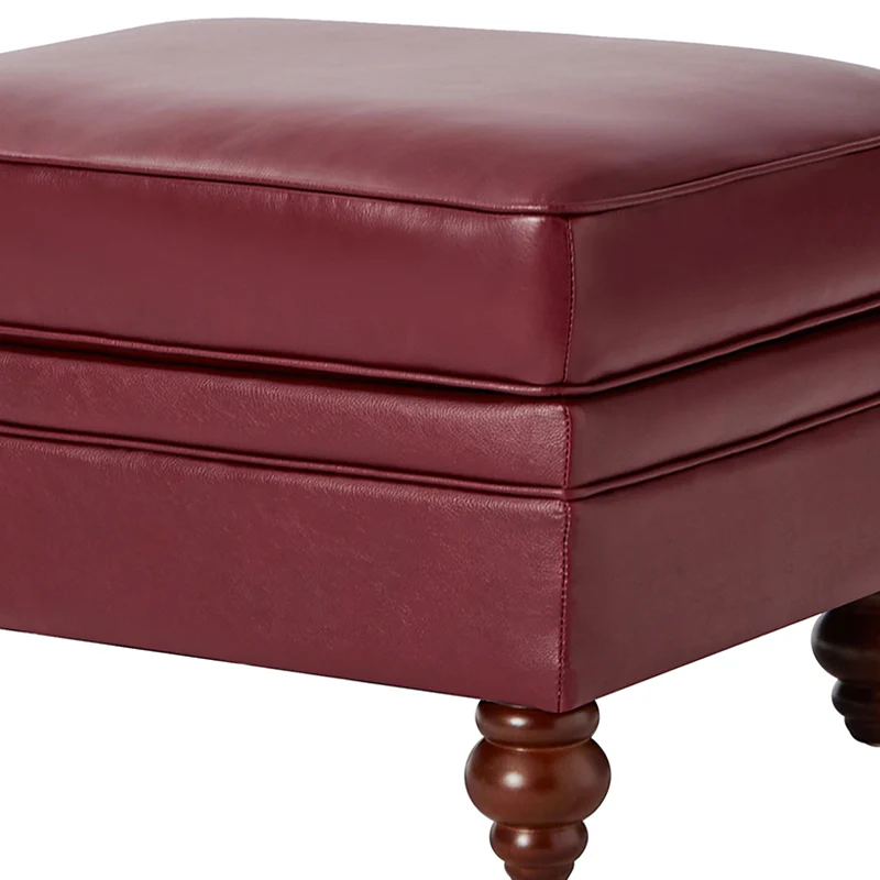 Basilio Contemporary Genuine Leather Ottoman for Living Room